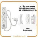 Viko Multi-Let 4'lü 3x2.5 1 m Ünal Kablo Anahtarlı Topraklı Çocuk Korumalı Uzatma
