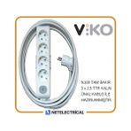 Viko Multi-Let 4'lü 3x2.5 35 m Öznur Kablo Tam Bakır Anahtarlı Topraklı Çocuk Korumalı Uzatma Grup Priz