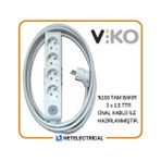 Viko Multi-Let 4'lü Anahtarlı 4 Metre Topraklı Çocuk Korumalı Kablolu Grup Priz - Beyaz