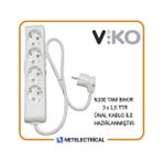 Viko Multi-Let 4'lü Topraklı Çocuk Korumalı Grup Priz 3 Metre Kablolu - Beyaz