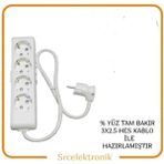 Viko Multi-Let 4'lü Topraklı Çocuk Korumalı Uzatma Seyyar ( 3x2.5 Hes Kablo Tam Bakır) Uzatma Seyyar Kablo HO5VV - 25 METRE