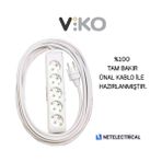 Viko Multi-Let 5'li 15 Metre Topraklı Çocuk Korumalı Kablolu Grup Priz - Beyaz