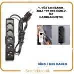 Viko Multi-Let 5'li 3x1.5 12 m Hes Kablo Tam Bakır Topraklı Çocuk Korumalı Uzatma