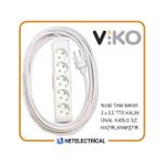 Viko Multi-Let 5'li 3x2.5 10 m Öznur Kablo Tam Bakır Topraklı Çocuk Korumalı Uzatma Grup Priz