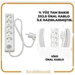 Viko Multi-Let 5'li 3x2.5 20 m Ünal Kablolu Anahtarlı Topraklı Çocuk Korumalı Uzatma