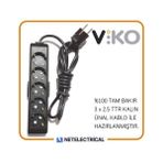 Viko Multi-Let 5'li 3x2.5 7 m Öznur Kablo Tam Bakır Topraklı Çocuk Korumalı Uzatma Grup Priz