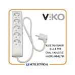 Viko Multi-Let 5'li 4 Metre Topraklı Çocuk Korumalı Kablolu Grup Priz - Beyaz