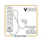 Viko Multi-Let 5'li Anahtarlı 8 Metre Topraklı Çocuk Korumalı Kablolu Grup Priz - Beyaz