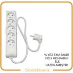 Viko Multi-Let 5'li Topraklı Çocuk Korumalı Uzatma Seyyar ( 3x2.5 Hes Kablo Tam Bakır) Uzatma Seyyar Kablo HO5VV - 25 METRE