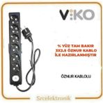 Viko Multi-Let 6 Lı 3x2.5 Öznur Kablo Tam Bakır (15 ile 40 Metre Arası) Anahtarlı Topraklı Çocuk Korumalı Uzatma Grup Priz ( 3x2.5 Ttr Öznur Kablo Tam Bakır) Ttr Kablo Tseli