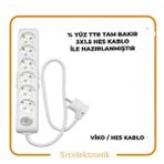 Viko Multi-Let 6'lı 3x1.5 40 m Hes Kablo Tam Bakır Anahtarlı Topraklı Çocuk Korumalı Uzatma