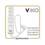Viko Multi-Let 6'lı 3x2.5 20 m Öznur Kablo Tam Bakır Anahtarlı Topraklı Çocuk Korumalı Uzatma Grup Priz