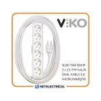 Viko Multi-Let 6'lı 3x2.5 9 m Öznur Kablo Tam Bakır Topraklı Çocuk Korumalı Uzatma Grup Priz