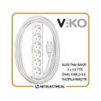 Viko Multi-Let 6'lı 8 Metre Topraklı Çocuk Korumalı Kablolu Grup Priz - Beyaz