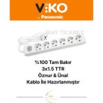 Viko Multi-Let 6'lı Anahtarlı 8 Metre Topraklı Çocuk Korumalı Kablolu Grup Priz - Beyaz