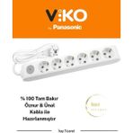 Viko Multi-Let 6'lı Anahtarlı 9 Metre Topraklı Çocuk Korumalı Kablolu Grup Priz - Beyaz