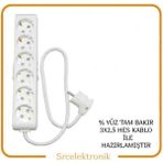 Viko Multi-Let 6'li Topraklı Çocuk Korumalı Uzatma Seyyar ( 3x2.5 Hes KabloTam Bakır) Uzatma Seyyar Kablo HO5VV - 6 METRE