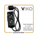 Viko Multi-Let Siyah 2'li 2 Metre Topraklı Çocuk Korumalı Kablolu Grup Priz