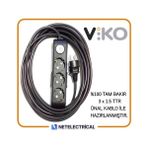 Viko Multi-Let Siyah 3'lü Anahtarlı 40 Metre Topraklı Çocuk Korumalı Kablolu Grup Priz