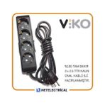 Viko Multi-Let Siyah 4'lü 5 Metre Topraklı Çocuk Korumalı Kablolu Grup Priz (3x2.5 Ttr Tam Bakır Kalın Kablolu)