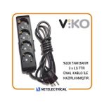 Viko Multi-Let Siyah 4'lü 8 Metre Topraklı Çocuk Korumalı Kablolu Grup Priz