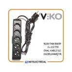 Viko Multi-Let Siyah 5'li 15 Metre Topraklı Çocuk Korumalı Kablolu Grup Priz