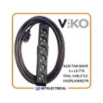 Viko Multi-Let Siyah 6'lı 10 Metre Topraklı Çocuk Korumalı Kablolu Grup Priz