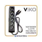 Viko Multi-Let Siyah 6'lı 5 Metre Topraklı Çocuk Korumalı Kablolu Grup Priz