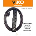 Viko Multi-Let Siyah 6'lı 7 Metre Topraklı Çocuk Korumalı Kablolu Grup Priz - Siyah - Gri