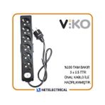Viko Multi-Let Siyah 6'lı Anahtarlı 2 Metre Topraklı Çocuk Korumalı Kablolu Grup Priz