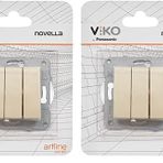 Viko Novella Trenda Bronz Mekanizma+Düğme Kapak Üçlü Anahtar 2li paket
