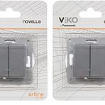 Viko Novella Trenda Füme Mekanizma+Düğme Kapak Çabuk Bağlantı Işık Komütatör 2li paket