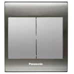 Viko Panasonic Thea Blu 2'li Inox Beyaz Kapak Metalik Beyaz Anahtar Çerçeve