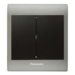 Viko Panasonic Thea Blu 2'li Inox Matt Dore Kapak Siyah Anahtar Çerçeve