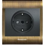 Viko Panasonic Thea Blu Topraklı Priz, Çerçeve Antique+Dore, Kapak Füme