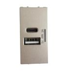 Viko Panasonic Thea Modüler Metalik Beyaz Usb Şarj Prizi Type A+C 5V 3A Mekanizma - WVTT12414MW-TR