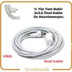 Viko Tekli Askılı ( 1 ile 10 Metre) 3x2.5 Ünal Kablo Seyyar Topraklı Uzatma ( 3x2.5 Ünal Kablo Tam Bakır) Ttr Kablo HO5VV-F - 7 METRE