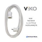Viko Tekli Topraklı Seyyar Uzatma Kablosu 1 Metre (Tam Bakır 3 x 1.5 Ttr Kablo) - Beyaz