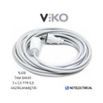 Viko Tekli Topraklı Seyyar Uzatma Kablosu 15 Metre (Tam Bakır 3 x 1.5 Ttr Kablo) - Beyaz