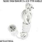 Viko Tekli Topraklı Seyyar Uzatma Kablosu 30 Metre 3 x 2,5 TTR - Beyaz