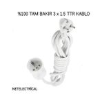 Viko Tekli Topraklı Seyyar Uzatma Kablosu 7 Metre 3 x 1,5 TTR - Beyaz
