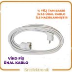 Viko Tekli Uzatma Seyyar Kablo (1 ile 10 Metre Arası) ( 3x1.5 Tam Bakır) Ttr Kablo HO5VV-F - 1 METRE