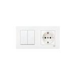 VİKO Torunoğlu Elektrıik Viko Karre Beyaz 2'li Set Komütatör Ve Topraklı Priz Set(İKİLİ ÇERÇEVE DAHİL)