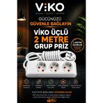 VİKO ÜÇLÜ 2MT KABLOLU GRUP PRİZ