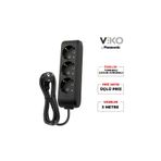 VİKO Viko | Üçlü Grup Priz, Topraklı - Çocuk Korumalı Çoğaltıcı Priz, 3'lü, 3 M, Siyah
