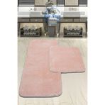 Vila Nova (60X100-60X50) 2'li Pudra Peluş Post Yumuşak Yıkanabilir Banyo Halısı Klozet Takımı
