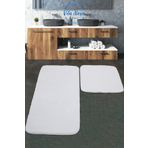 Vila Nova (75X120-75X50)2'li Beyaz Peluş Post Yumuşak Yıkanabilir Banyo Halısı Klozet Takımı