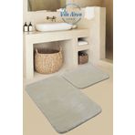 Vila Nova (80X50-50X40) 2'li Bej Peluş Post Yumuşak Yıkanabilir Banyo Halısı Klozet Takımı