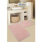 Vila Nova (80X50-50X40) 2'li Pudra Peluş Post Yumuşak Yıkanabilir Banyo Halısı Klozet Takımı