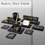 VILANO ART Siyah Mermer Desenli Kişiye Özel 9 Parça Siyah Masa Isimlik Seti